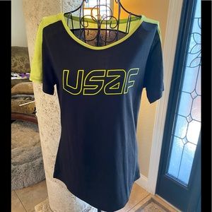 USAF moisture wicking  black and yellow t-shirt